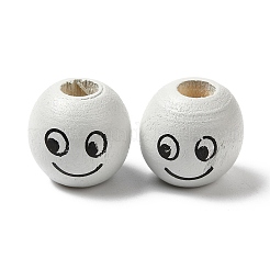 Spray Painted Natural Wood European Beads&nbsp;WOOD-M008-05
