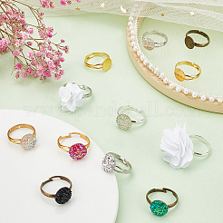 52Pcs 4 Style Adjustable Brass Ring Components&nbsp;KK-SC0002-93