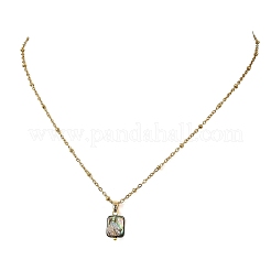 Natural Paua Shell Geometric Pendant 304 Stainless Steel Satellite Chain Necklaces&nbsp;NJEW-JN06352