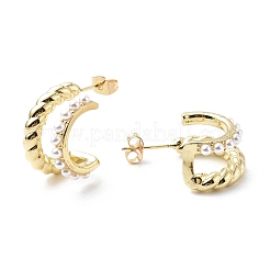 ABS Plastic Pearl Beaded C-shape Stud Earrings for Women&nbsp;EJEW-G333-05G