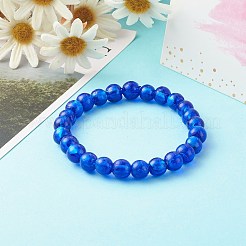 Handmade Silver Foil Glass Beaded Stretch Bracelets&nbsp;BJEW-JB06464
