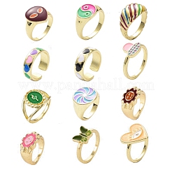 Mixed Style Alloy Enamel Finger Rings for Women&nbsp;RJEW-MSMC002-16