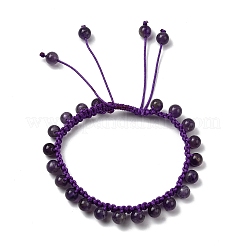 Adjustable Natural Amethyst Beads Braided Bead Bracelets for Men Women&nbsp;BJEW-L713-B06