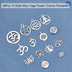56Pcs 14 Style Tibetan Style Alloy Pendants&nbsp;TIBEP-PH0001-30