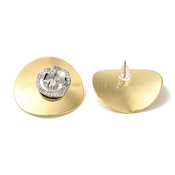 Rack Plating Brass Micro Pave Clear Cubic Zirconia Stud Earrings&nbsp;EJEW-B062-03GP-01