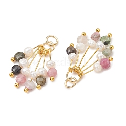 Natural Multicolor Tourmaline and Pearl Pendants&nbsp;PALLOY-JF05739