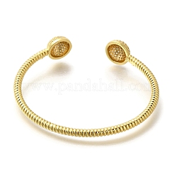 Rack Plating Brass Micro Pave Cubic Zirconia Cuff Bangles&nbsp;BJEW-P336-14G