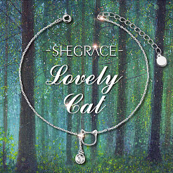 925 Sterling Silver Kitten Charm Anklet&nbsp;JA90A