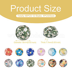 48Pcs 12 Styles Translucent Resin Cabochons&nbsp;RESI-TA0001-44