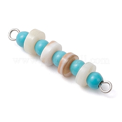 Synthetic Turquoise Round & Natural Freshwater Shell Disc Beaded Connector Charms&nbsp;PALLOY-JF03987-01