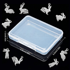 24Pcs 4 Style 201 Stainless Steel Bunny Charms&nbsp;STAS-SC0003-43