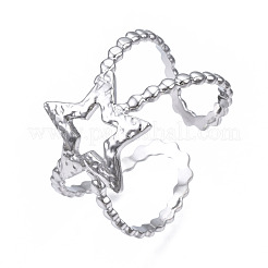 Non-Tarnish 304 Stainless Steel Star Open Cuff Ring&nbsp;RJEW-T023-05P