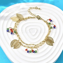 Brass Oval Link Multi-strand Bracelets&nbsp;BJEW-U040-01G