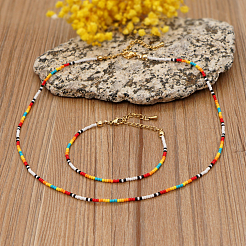 Bohemian Round Glass Seed Beaded Necklaces for Summer Vacation Casual Jewelry&nbsp;JB7910