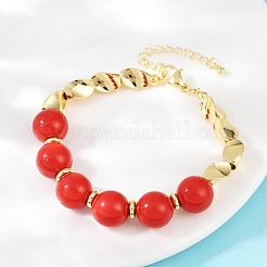 Brass Bead Bracelets&nbsp;BJEW-C112-09G