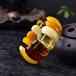 Rectangle Natural Amber Stretch Bracelets for Women&nbsp;FIND-PW0021-03