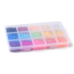 195G 15 Colors 8/0 Transparent Glass Seed Beads&nbsp;SEED-YW0002-30