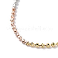 Segmented Multi-color 925 Sterling Silver Ball Chain Necklace for Women&nbsp;NJEW-A014-04