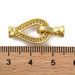 Brass Micro Pave Clear Cubic Zirconia Fold Over Clasps&nbsp;KK-A230-09G