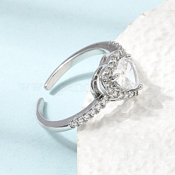 Adjustable Brass Micro Pave Cubic Zirconia Cuff Open Rings&nbsp;CU-CBABA66-04P