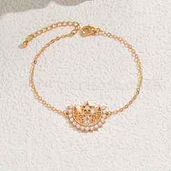 Elegant Hollow Star and Moon  Brass Pave Clear Cubic Zirconia Bracelets&nbsp;CA0567