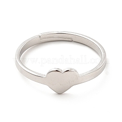 Non-Tarnish 201 Stainless Steel Heart Adjustable Ring for Women&nbsp;RJEW-F131-06P