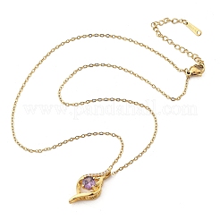 Brass Micro Pave Cubic Zirconia Pendant Neckalces for Women&nbsp;NJEW-S448-03G