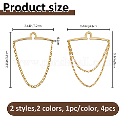 4Pcs 4 Colors Brass Men's Tie Chain&nbsp;AJEW-FH0007-32