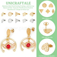 20Pcs 10 Style 304 Stainless Steel Stud Earring Findings&nbsp;STAS-UN0054-86