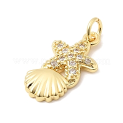 Brass Micro Pave Clear Cubic Zirconia Pendants&nbsp;KK-Z160-14G-01