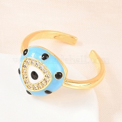 Brass Micro Pave Cubic Zirconia Cuff Open Rings for Women&nbsp;RJEW-K264-16G-01