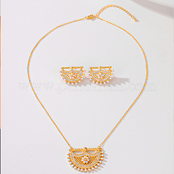 Brass Micro Pave Clear Cubic Zirconia Moon Pendant Necklaces & Stud Earrings Sets for Women&nbsp;QC9389