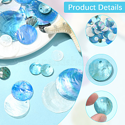 60Pcs 6 Style Flat Round Capiz Shell Pendants&nbsp;SSHEL-SC0001-45