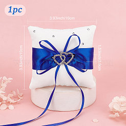 Tribute Silk Wedding Ring Pillow with Polyester Ribbon and Alloy Heart&nbsp;DIY-WH0325-48B