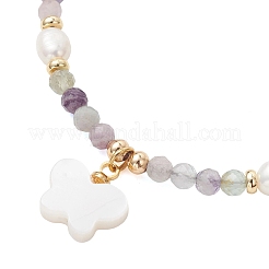Butterfly Natural Cultured Freshwater Pearl Charm Bracelets&nbsp;BJEW-JB13547-01