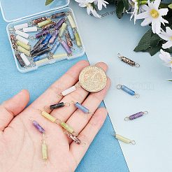 42Pcs 7 Styles Natural Gemstone Copper Wire Connector Charms&nbsp;FIND-FH0004-76