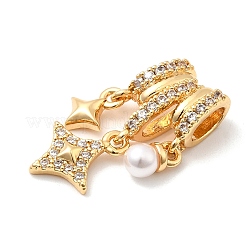 Brass Micro Pave Cubic Zirconia Pendants&nbsp;KK-F916-26G