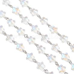 Iron Glass Handmade Star Link Chains&nbsp;AJEW-JB01435-02