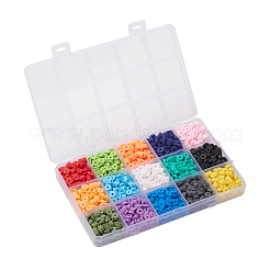 105G 15 Colors Handmade Polymer Clay Beads&nbsp;CLAY-YW0001-43