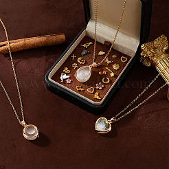 1Pc Alloy Glass Photo Frame Living Memory Floating Locket Pendant Rolo Chain Necklaces for Women&nbsp;NJEW-BM0001-01B