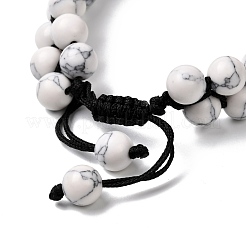 Round Synthetic Howlite & Mixed Stone Braided Bead Bracelet for Girl Wome&nbsp;X1-BJEW-JB06961-02