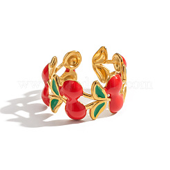 Cherry 304 Stainless Steel Cuff Open Rings for Women&nbsp;SK2283