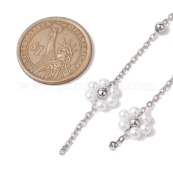 Flower Handmade Acrylic Imitation Pearl Beaded Link Chain&nbsp;AJEW-JB01208-02