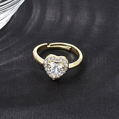 Brass Micro Pave Clear Cubic Zirconia Cuff Open Rings&nbsp;CU-CBA5C10-01G