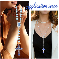 20Pcs 4 Styles DIY Blue Rosary Alloy Enamel Pendant and Link Findings Kits&nbsp;FIND-SC0021-26
