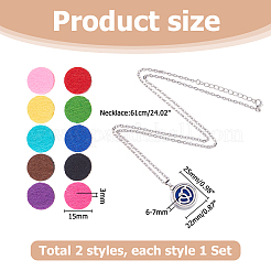 2 Sets Alloy Hollow Essential Oil Diffuser Perfume Locket Pendant 304 Stainless Steel Chain Necklaces&nbsp;NJEW-HS0001-22A
