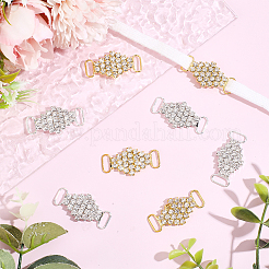 8Pcs 2 Colors Rhombus Brass Rhinestone Bikini Connectors Buckles&nbsp;FIND-HY0005-43