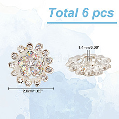 6Pcs 1-Hole Alloy Rhinestone Shank Buttons&nbsp;BUTT-AR0001-12