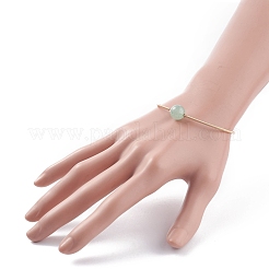 Natural  Green Aventurine Round Beaded Bangle&nbsp;BJEW-JB07840-02
