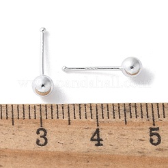 S999 Fine Silver Clear Cubic Zirconia Stud Earrings&nbsp;EJEW-M064-01S-03